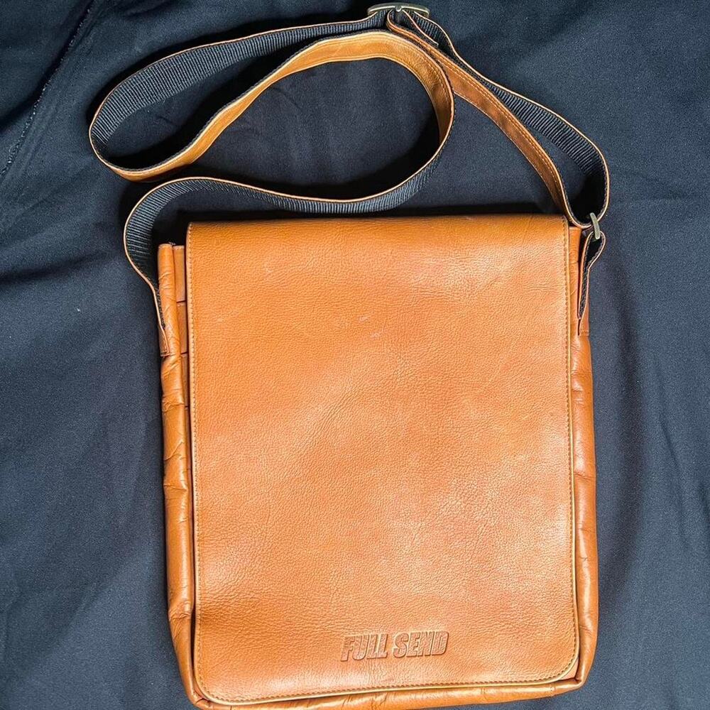 Full send tan leather crossbody
